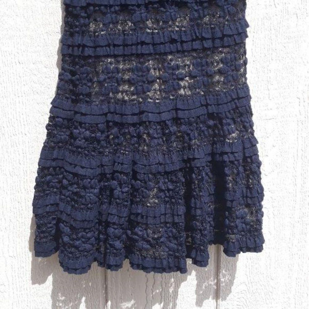 Vtg Studio M 90's Witchy Lolita Grunge Black Lace Stretch Fit & Flare Dress Sz M - Picture 7 of 8